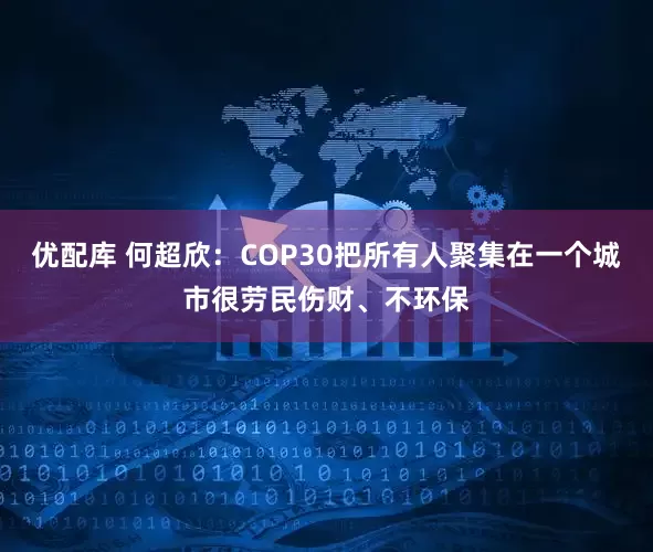 优配库 何超欣：COP30把所有人聚集在一个城市很劳民伤财、不环保